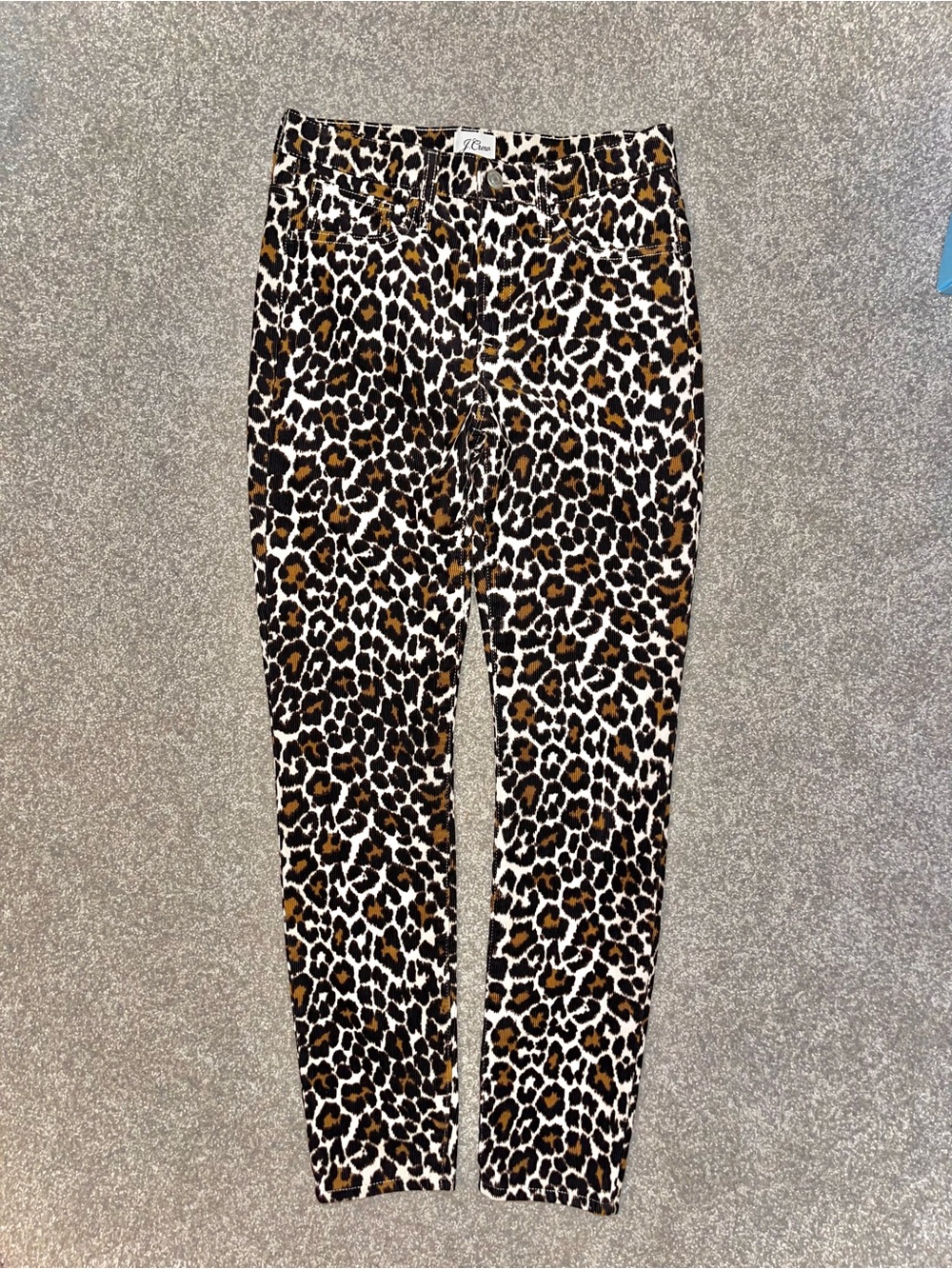 Leopard Print Corduroy High-Rise Skinny Pants, AQ625, Toothpick Style Size 24
